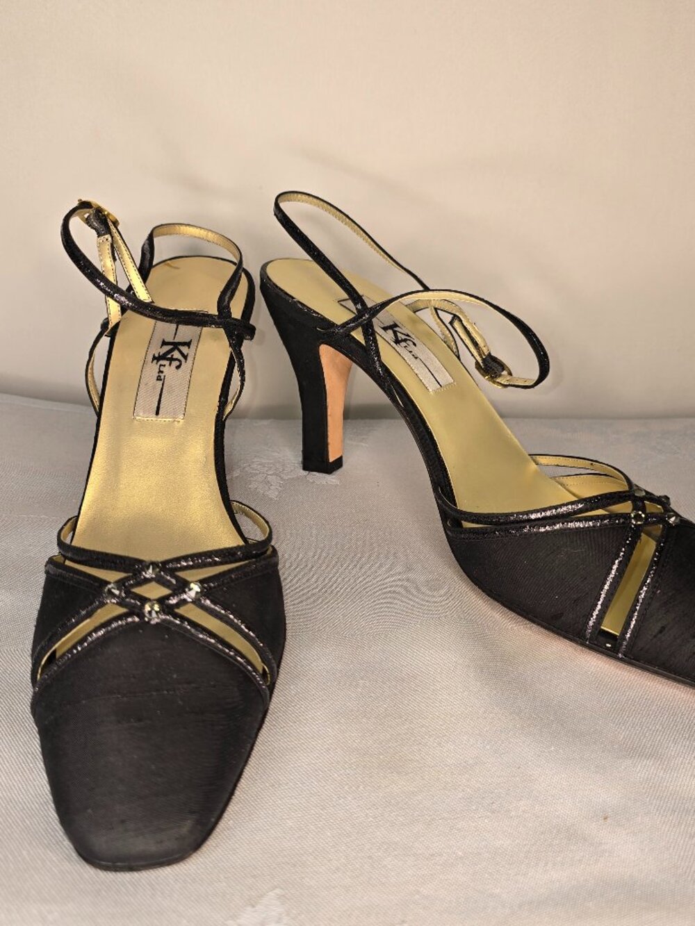 Vintage 1980's KF Ltd Black Slingback Closed Toe Pump 9M